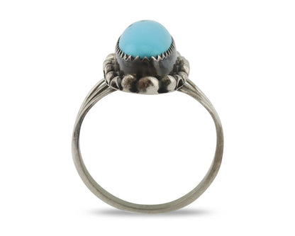 Navajo Ring .925 Silver Sleeping Beauty Turquoise Signed SkyStone Creations C80s