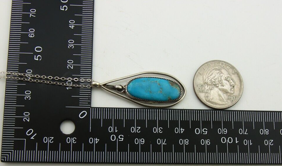 Navajo Necklace 925 Silver Natural Turquoise Native American C.80's