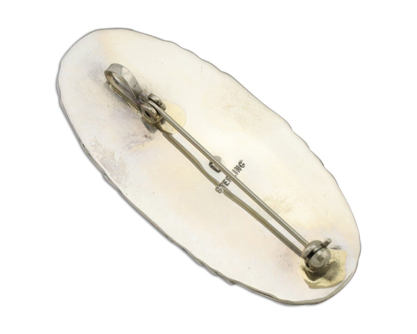 Navajo Pin Pendant 925 Silver Natural Spiderweb Turquoise Signed D C.80's