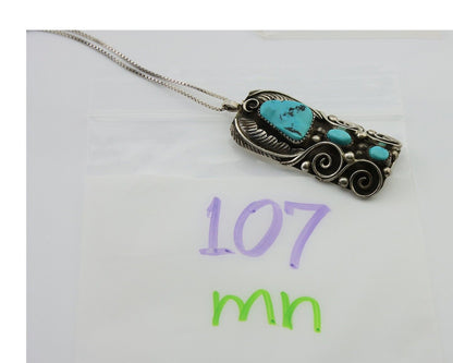 Navajo Necklace 925 Silver Natural Turquoise Native American Artist C.80's