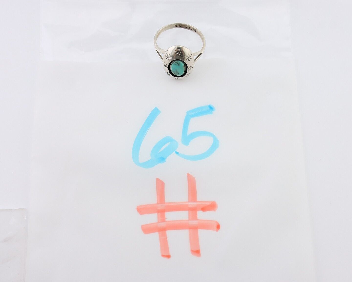 Navajo Ring 925 Silver Kingman Turquoise Native American Artist C.80's