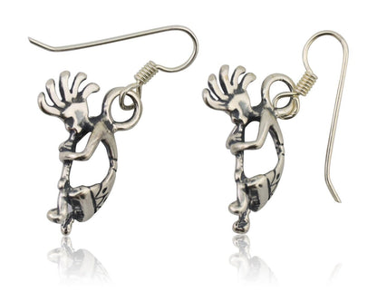 Navajo Kokopelli Dangle Earrings 925 Silver Native American Artist C.80's