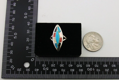 Navajo Ring 925 Silver Turquoise Shell Onyx Spiney Oyster Native Artist C.80's