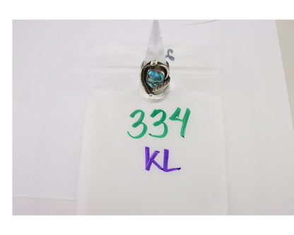Navajo Ring 925 Silver Natural Blue Turquoise Signed David Garcia C.80's