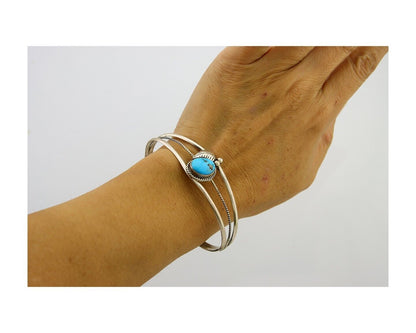 Navajo Cuff Bracelet 925 Silver Turquoise Native American Artist Handmade C.80's