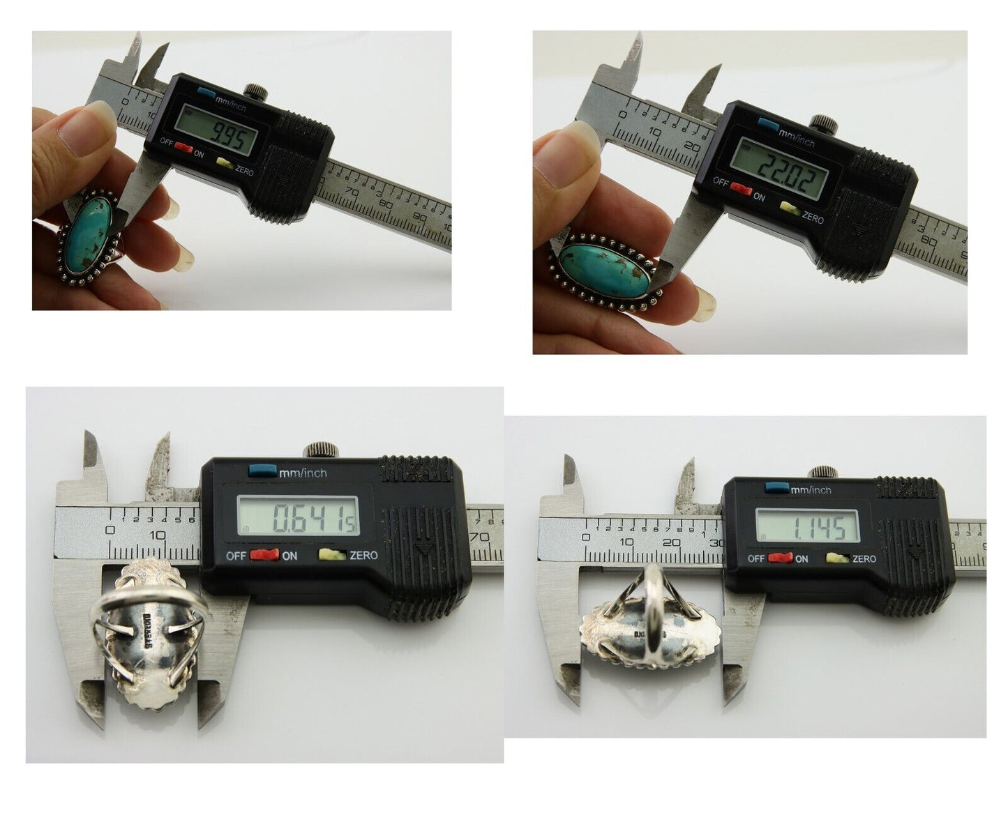 Navajo Shield Ring 925 Silver Arizona Turquoise Native Artist C.80's