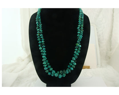 Vintage Bead Necklace 925 Siilver Spiderweb Turquoise Handmade Santo Domingo