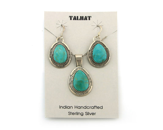 Navajo Necklace Earrings Set Sterling Silver Turquoise Vintage Signed Begay