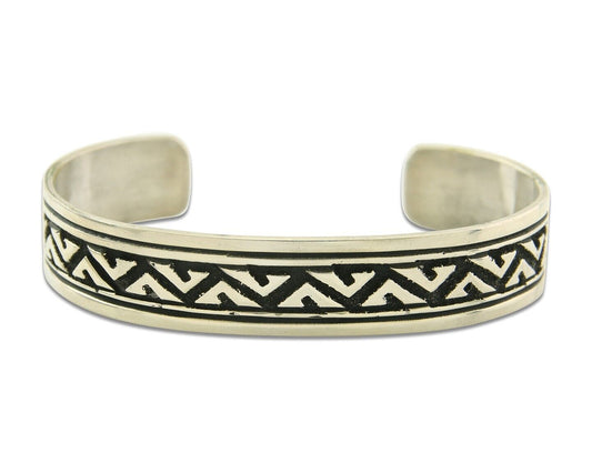 Mens's Navajo Bracelet 925 Silver Artist Signed Thomas Singer Cuff Made 1980's