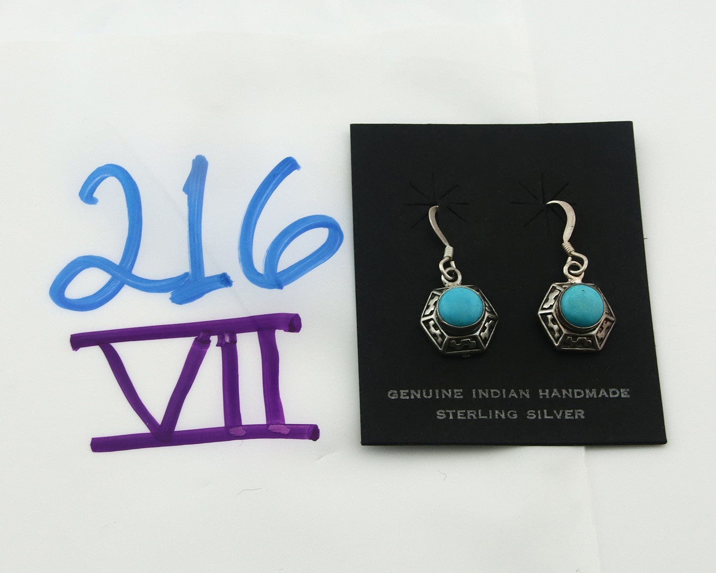 Navajo Earrings Sterling Silver Turquoise Dangle Vintage Authentic