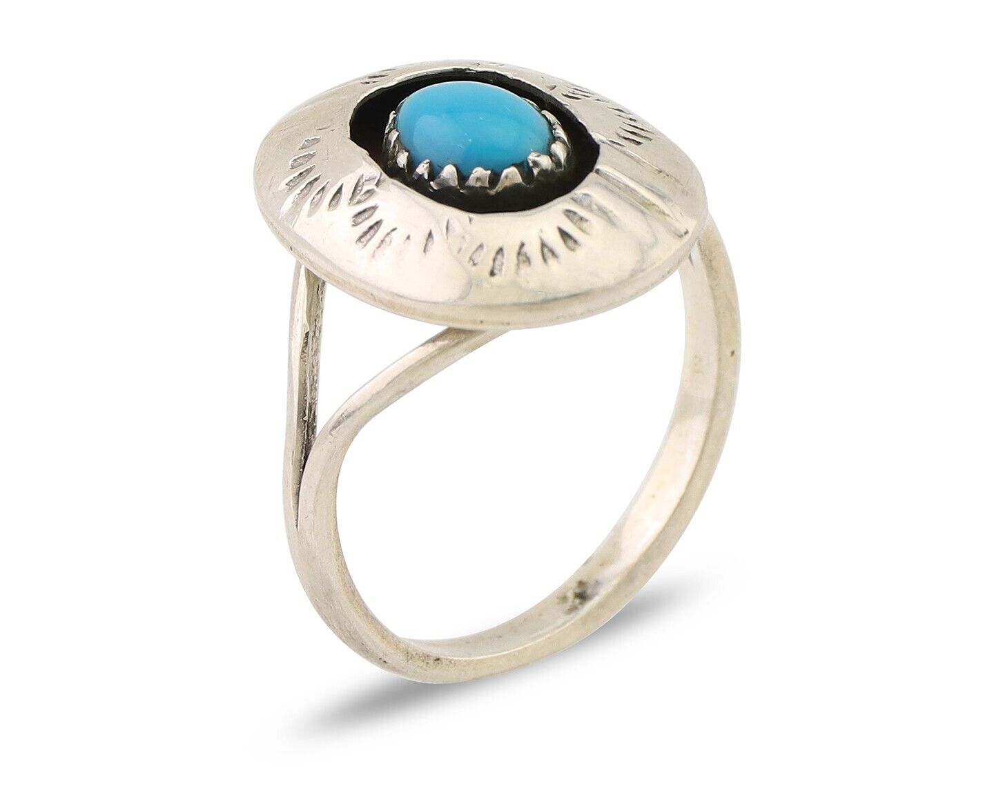 Navajo Handmade Ring 925 Silver Blue Turquoise Artist Signed MN C.80's