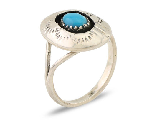 Navajo Handmade Ring 925 Silver Blue Turquoise Artist Signed MN C.80's