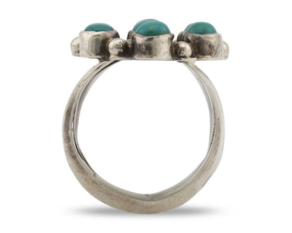 Navajo Ring .925 Silver Natural Blue Turquoise Native American Artist C.80's