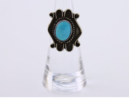 Navajo Handmade Ring 925 Silver Natural Arizona Turquoise Artist C.80's