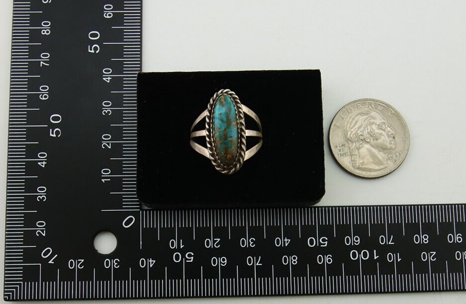 Navajo Ring 925 Sterling Silver Turquoise Native American Artist C.80's