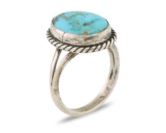 Navajo Handmade Ring 925 Silver Turquoise Artist Signed CM C.80's