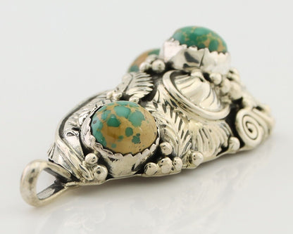 Navajo Pendant 925 Silver Natural Gem Turquoise Signed Tom Willeto C.80's