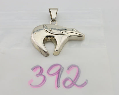 Navajo Spirit Bear Pendant 925 Sterling Silver Native Artist C.80's