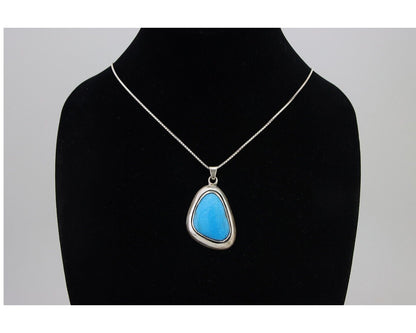 Navajo Necklace 925 Silver Natural Blue Turquoise Native American Artist C.80's
