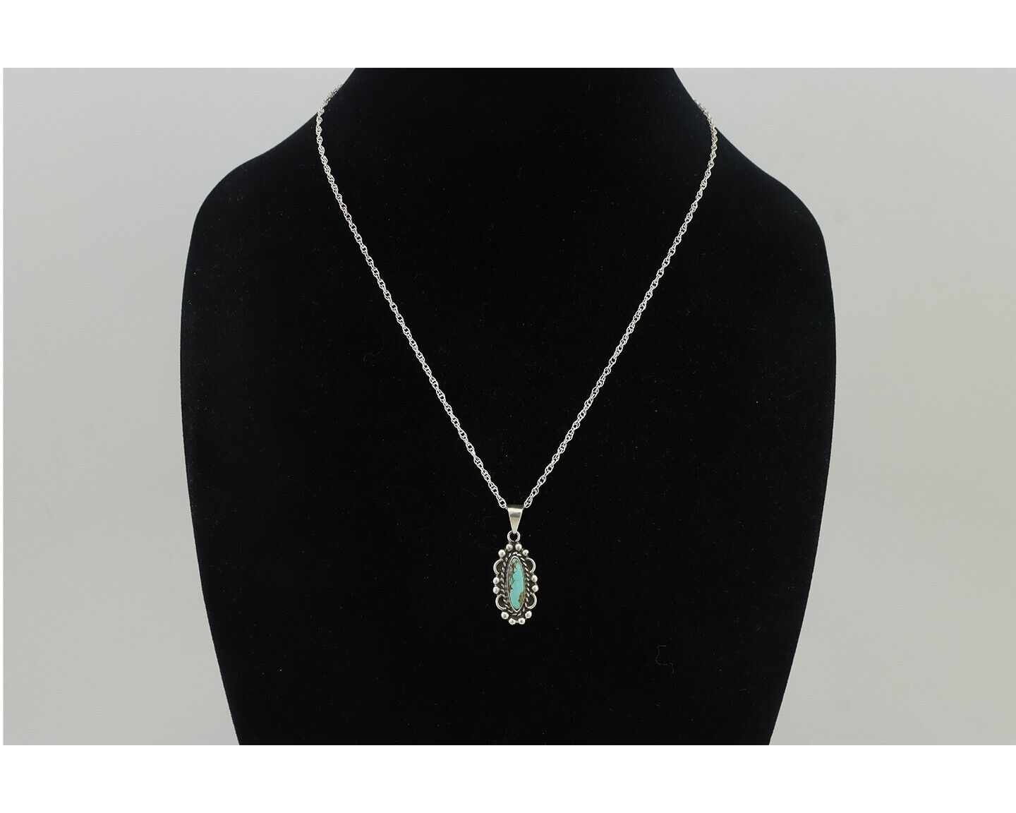 Navajo Necklace 925 Silver Natural Turquoise Native American Artist C.80's