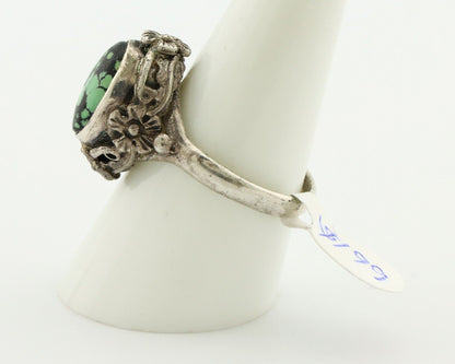 Navajo Ring 925 Silver Natural Spiderweb Turquoise Native Artist Signed Cody
