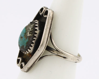 Navajo Ring 925 Silver Blue Turquoise & Pyrite Native American Artist C.80's