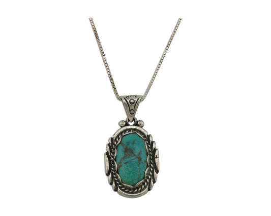 Navajo Necklace 925 Silver Natural Turquoise Sun Stamp C.80s