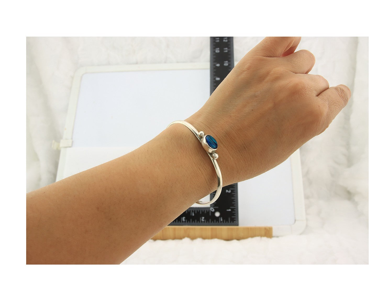 Navajo Cuff Bracelet Sterling Silver Natural Mined MOP Native Artist