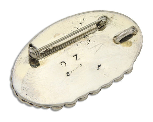 Navajo Pin Pendant 925 Silver Globe Turquoise Artist Signed Doug Zachary C.80's