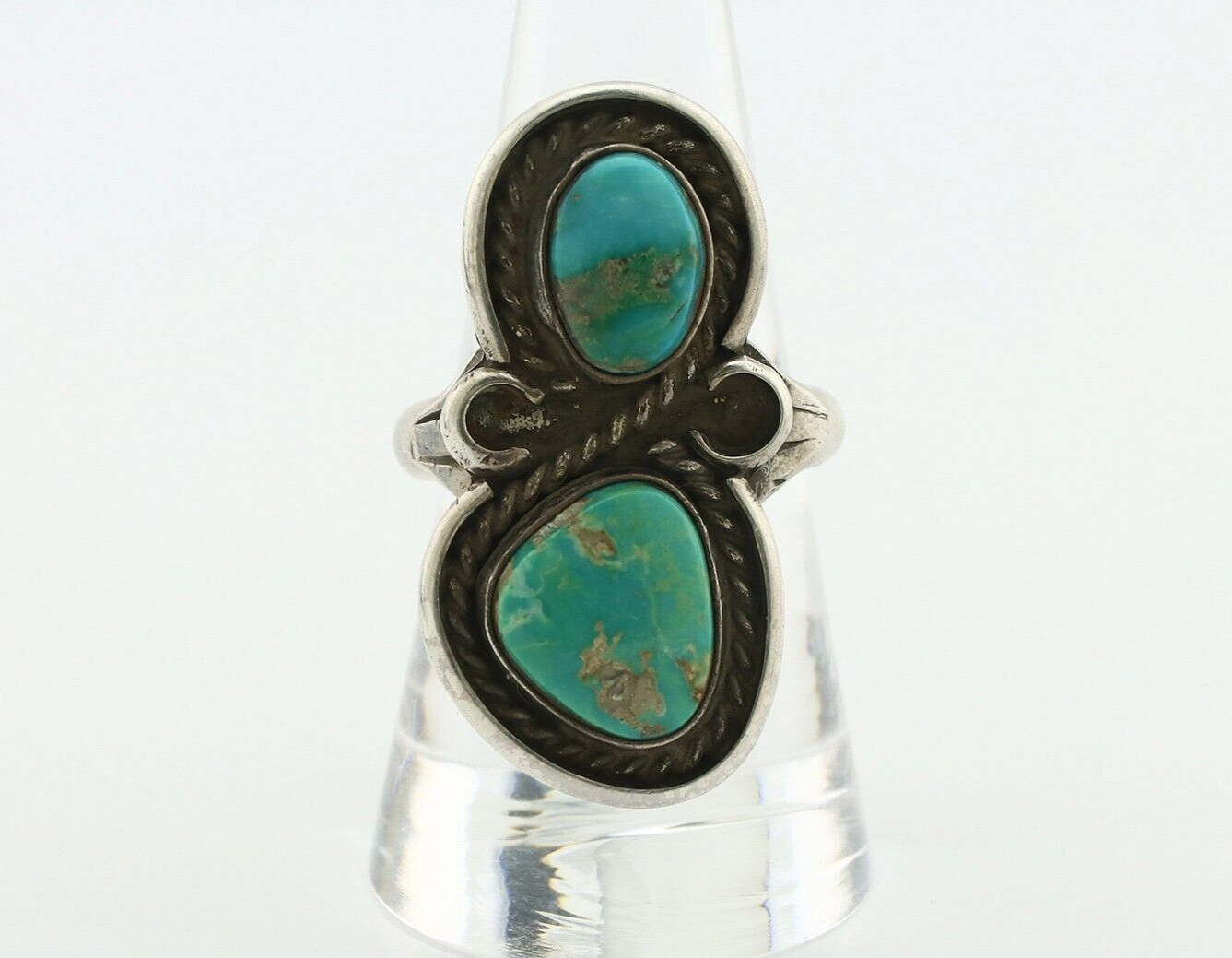 Navajo Ring 925 Silver Natural Blue Turquoise Native American Artist C.80's