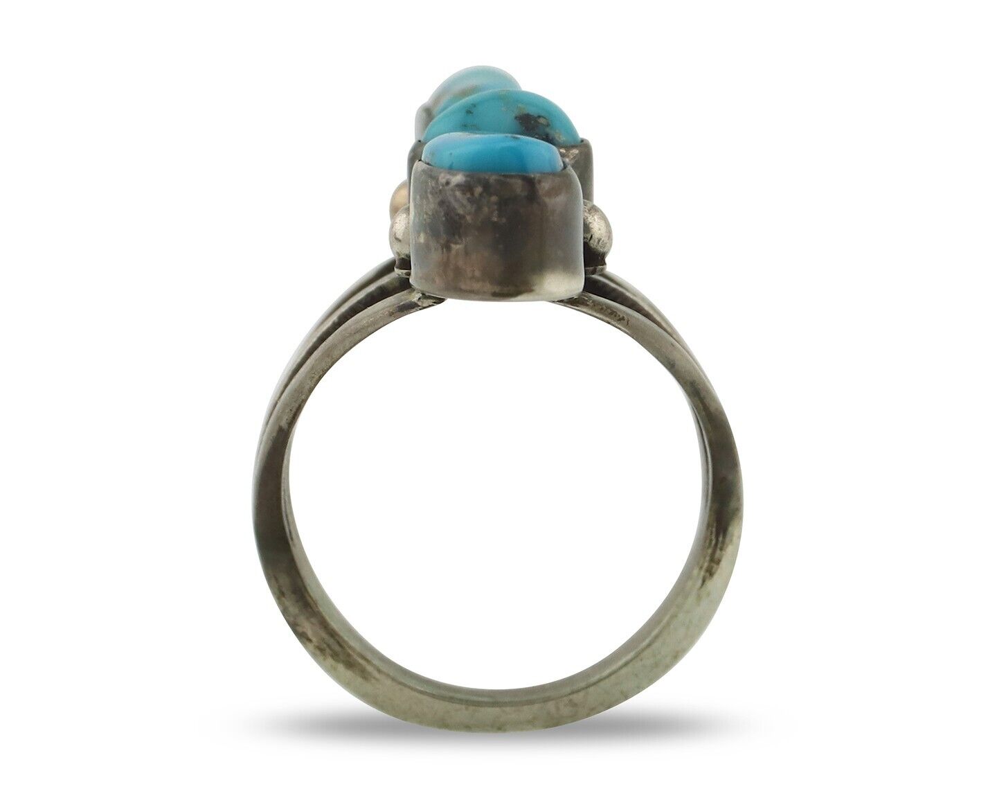 Navajo Ring 925 Silver Natural Blue Turquoise Native American Artist C.80's