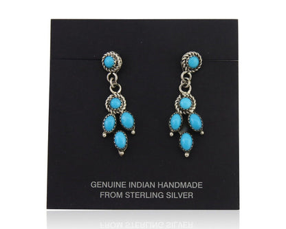 Navajo Paw Earrings 925 Silver Blue Turquoise Native American Artist C.80's