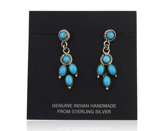 Navajo Paw Earrings 925 Silver Blue Turquoise Native American Artist C.80's