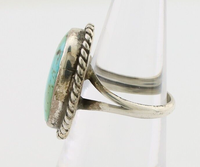 Navajo Ring 925 Silver Kingman Turquoise Native American Artist C.80's