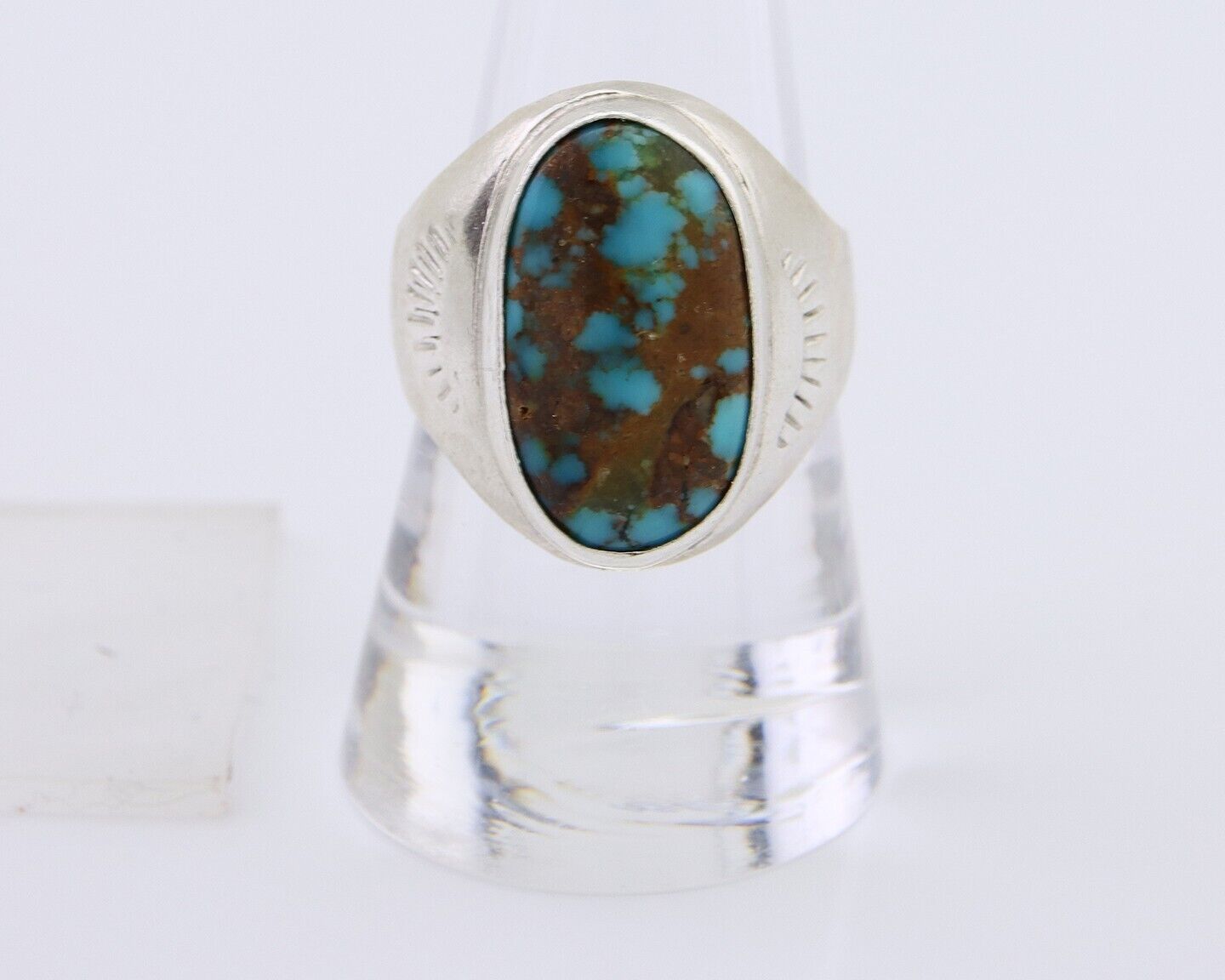 Navajo Handmade Ring 925 Silver Natural Mined Turquoise Artist C.80's