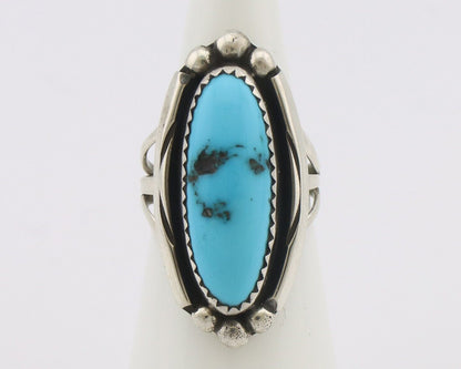Navajo Ring .925 Silver Sleeping Beauty Turquoise Signed SkyStone Creations C80s