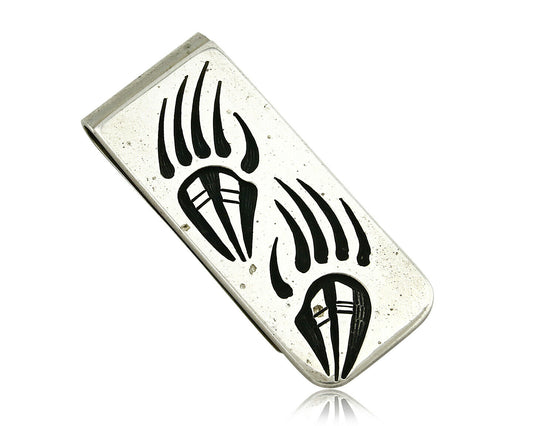 Navajo Money Clip .925 Silver & Nickle Hand Stamped Floyd Naminga
