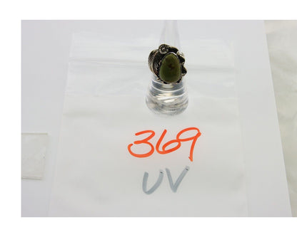 Navajo Ring .925 Sterling Green Turquoise Artist Signed Guerro C.80's