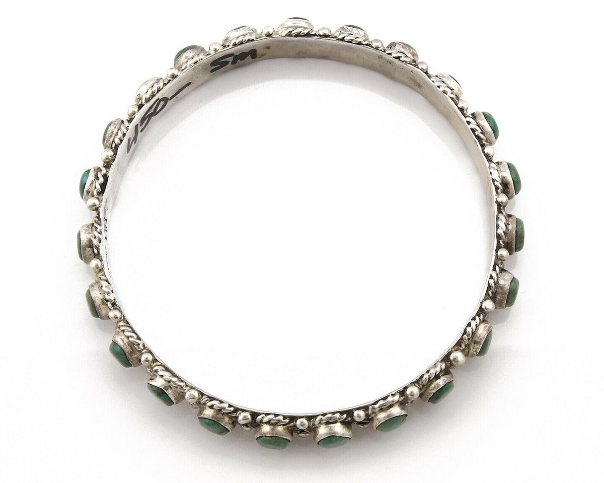 Navajo Bangle Bracelet .925 Silver Natural Royston Turquoise Signed Montoya C80s