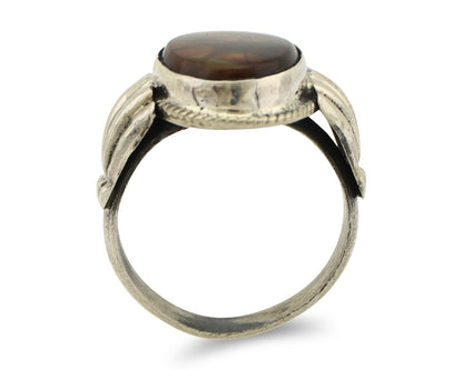 Navajo Handmade Ring 925 Silver Natural High Grade Fire Opal Native Artist C.80s