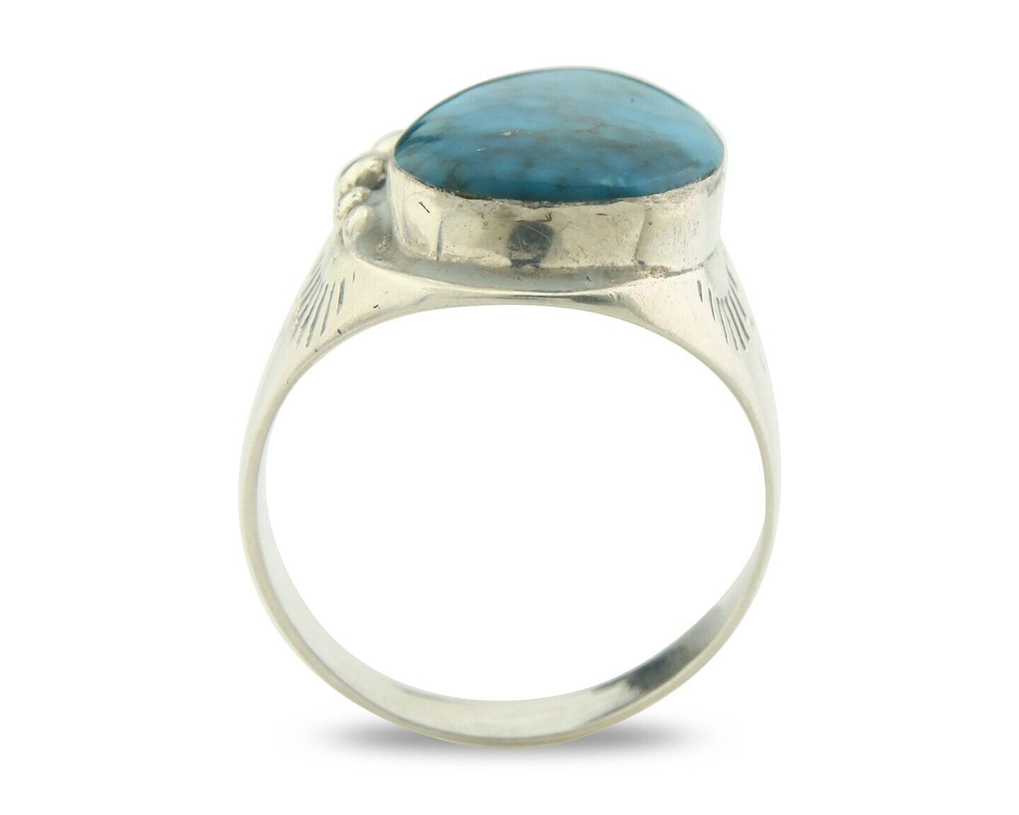 Navajo Men Ring 925 Sterling Natural Blue Turquoise Native Artist C80s Size 14.5