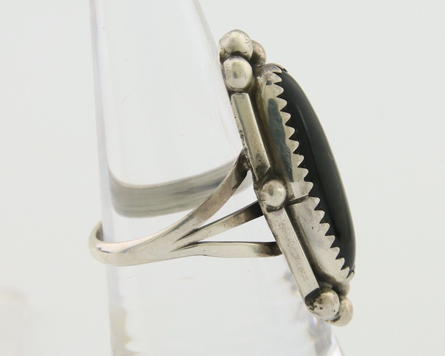 Navajo Handmade Ring 925 Silver Black Onyx Artist Signed SC C.80's