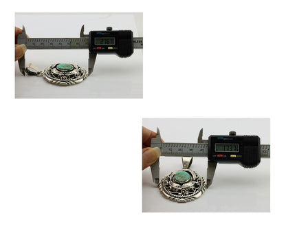 Navajo Pendant 925 Silver Kingman Turquoise Native American Artist C.80s