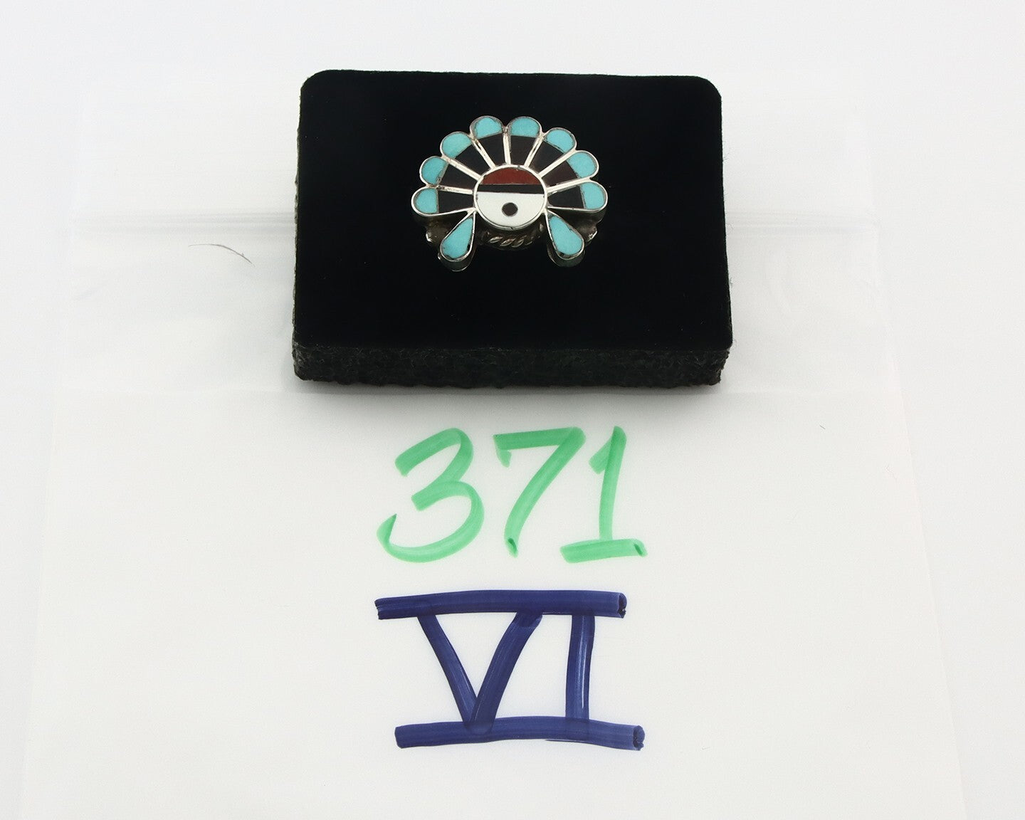 Vintage Zuni Ring 925 Sterling Silver Natural Gemstone Size 6.25