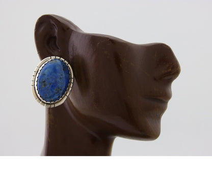 Navajo Paw Earrings 925 Silver Blue Denim Lapis Native American Artist C.80's