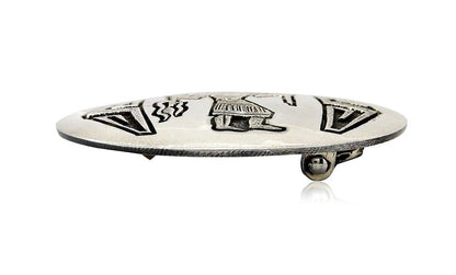 VTG Navajo Signed Bernice Bonney Rain Dancer .925 Silver Belt Buckle