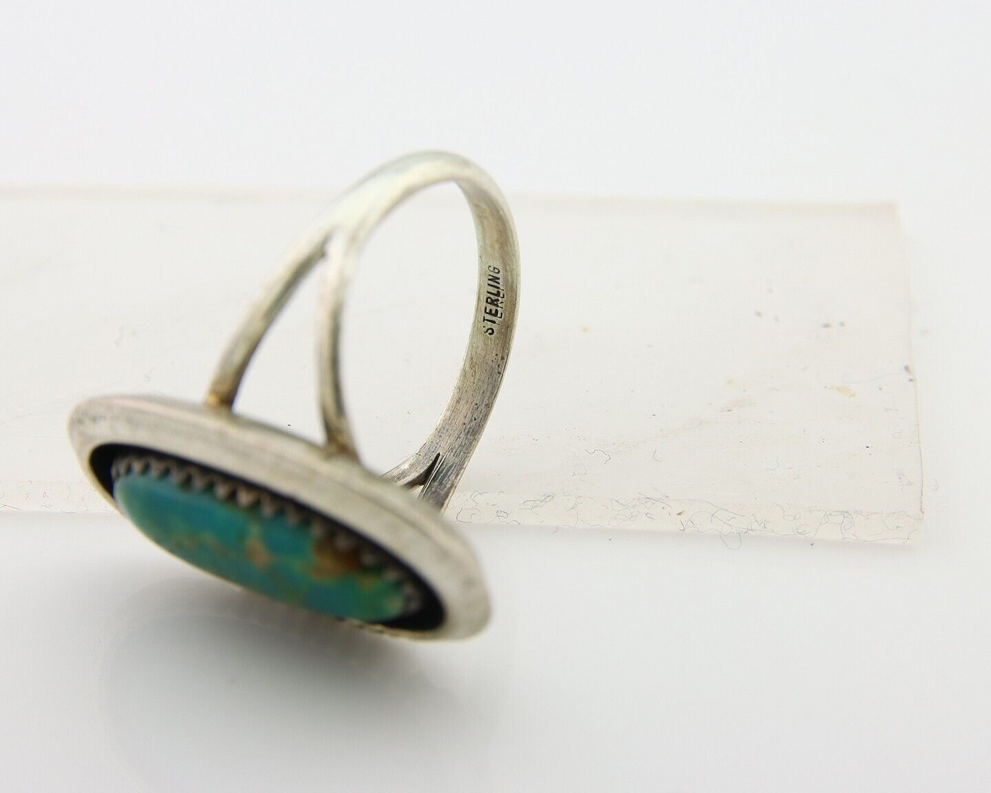 Navajo Ring 925 Sterling Blue Turquoise Native American Artist C.80's