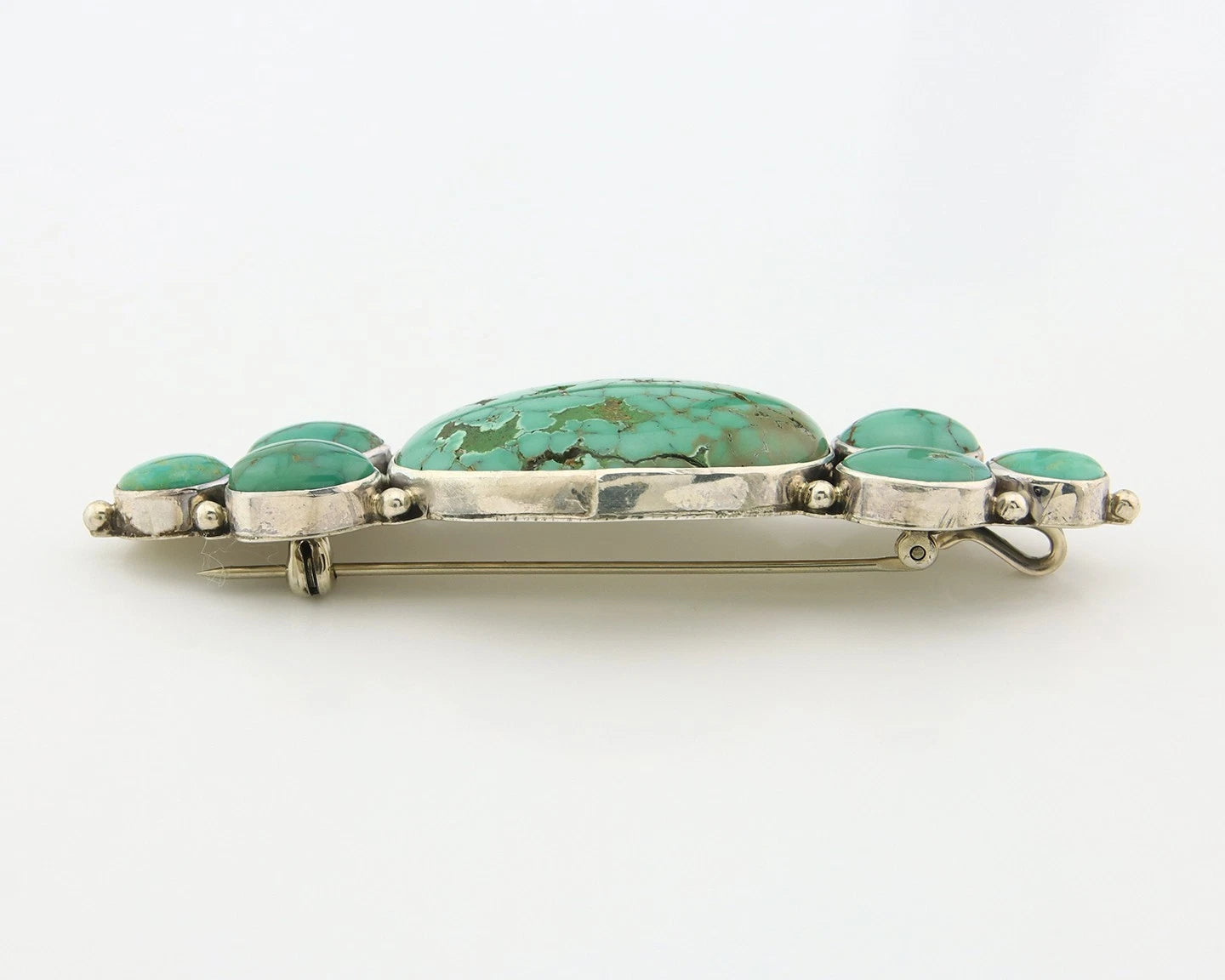 Navajo Handmade Pin Sterling Silver Turquoise Vintage Native Artist