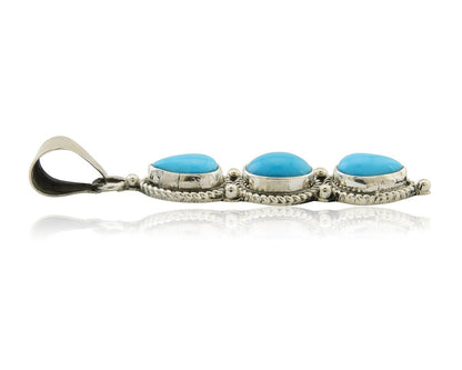 Navajo Necklace 925 Silver Natural Turquoise Artist Kathllen Chavez C.80's