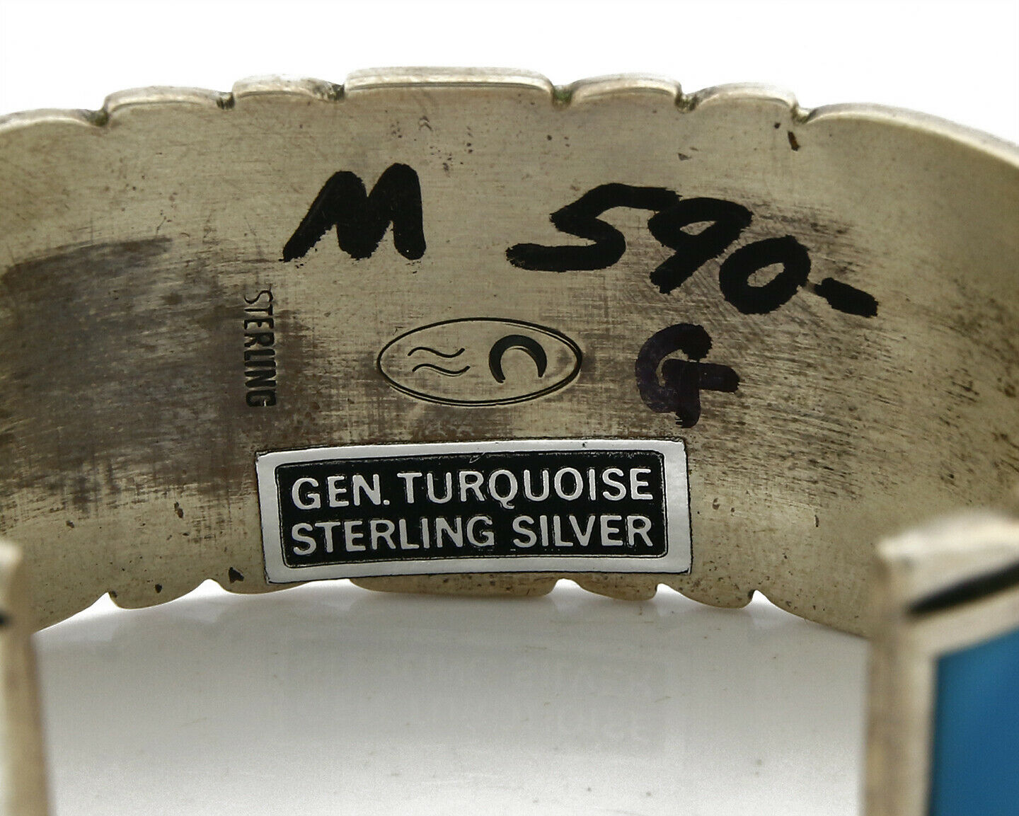 Navajo Jerry Cowboy Signed .925 Silver Gemstone Handmade Unique Cuff